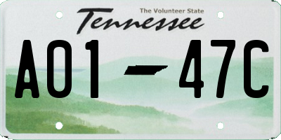 TN license plate A0147C