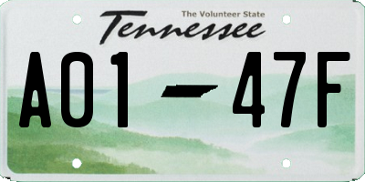 TN license plate A0147F