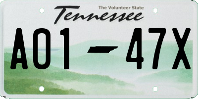 TN license plate A0147X
