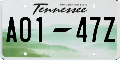 TN license plate A0147Z