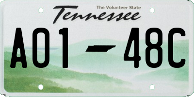 TN license plate A0148C