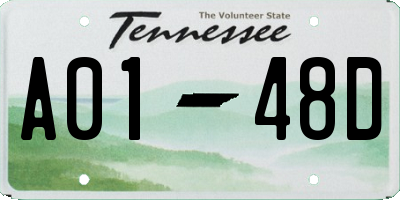TN license plate A0148D