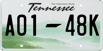 TN license plate A0148K