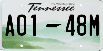 TN license plate A0148M