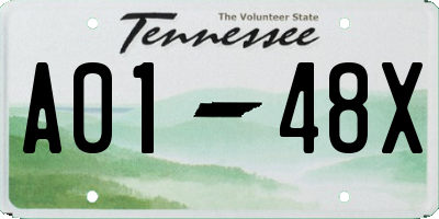 TN license plate A0148X