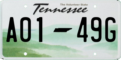 TN license plate A0149G