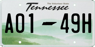TN license plate A0149H