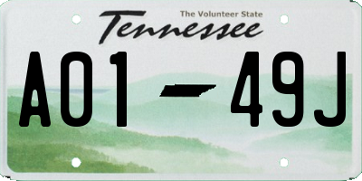 TN license plate A0149J