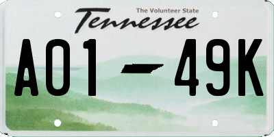 TN license plate A0149K