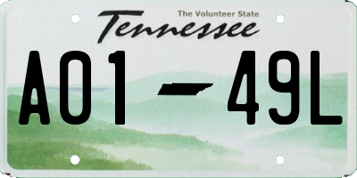 TN license plate A0149L