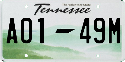 TN license plate A0149M