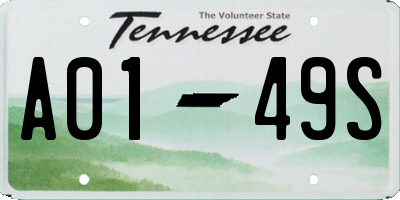 TN license plate A0149S