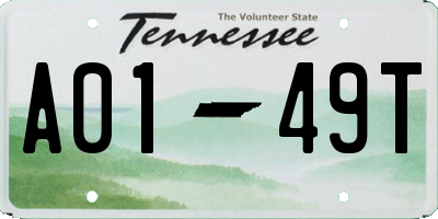 TN license plate A0149T