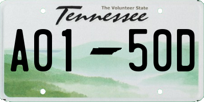 TN license plate A0150D