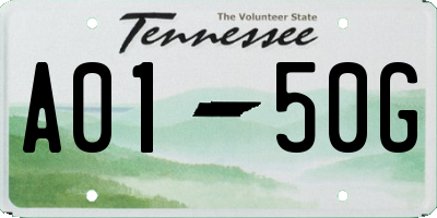 TN license plate A0150G