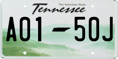 TN license plate A0150J