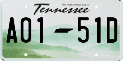 TN license plate A0151D