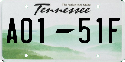 TN license plate A0151F