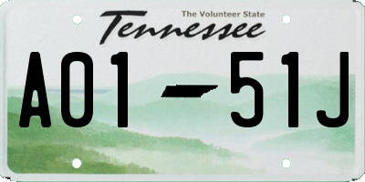 TN license plate A0151J