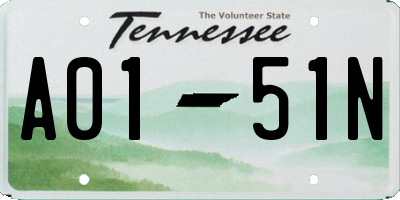 TN license plate A0151N