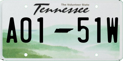 TN license plate A0151W