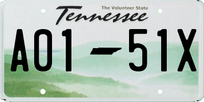 TN license plate A0151X