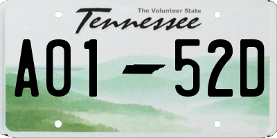 TN license plate A0152D