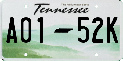 TN license plate A0152K