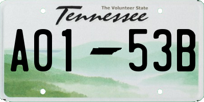 TN license plate A0153B