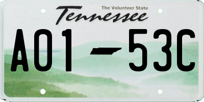 TN license plate A0153C