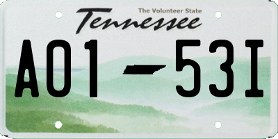TN license plate A0153I