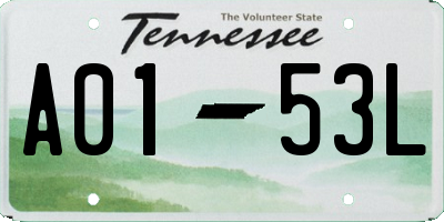TN license plate A0153L