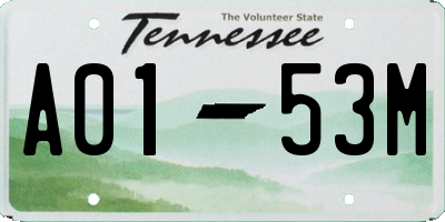 TN license plate A0153M