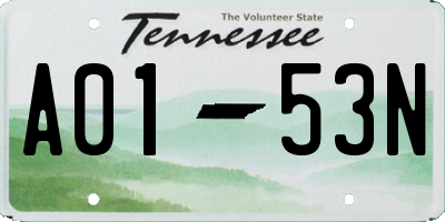 TN license plate A0153N