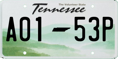 TN license plate A0153P