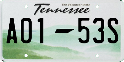 TN license plate A0153S