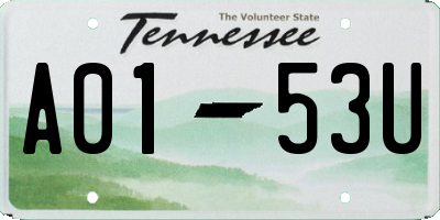 TN license plate A0153U