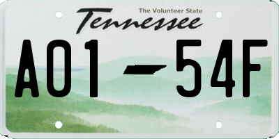 TN license plate A0154F