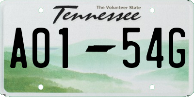 TN license plate A0154G