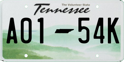 TN license plate A0154K