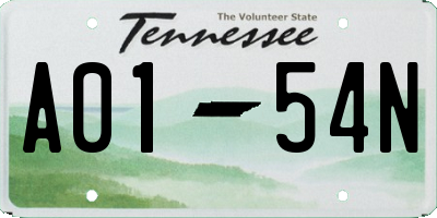 TN license plate A0154N