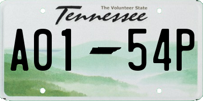 TN license plate A0154P