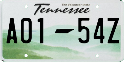 TN license plate A0154Z