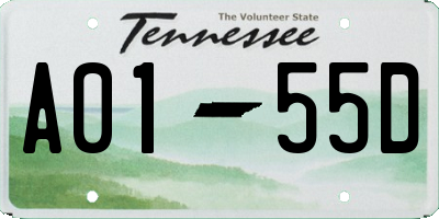 TN license plate A0155D