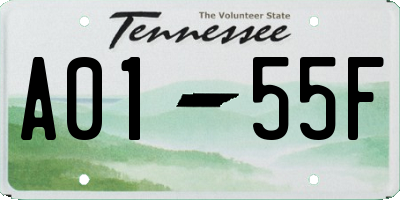 TN license plate A0155F