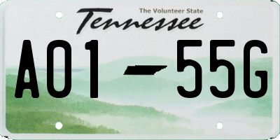 TN license plate A0155G