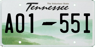 TN license plate A0155I