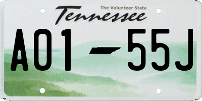 TN license plate A0155J