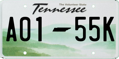 TN license plate A0155K