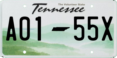 TN license plate A0155X